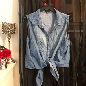 Jean crop top tie shirt